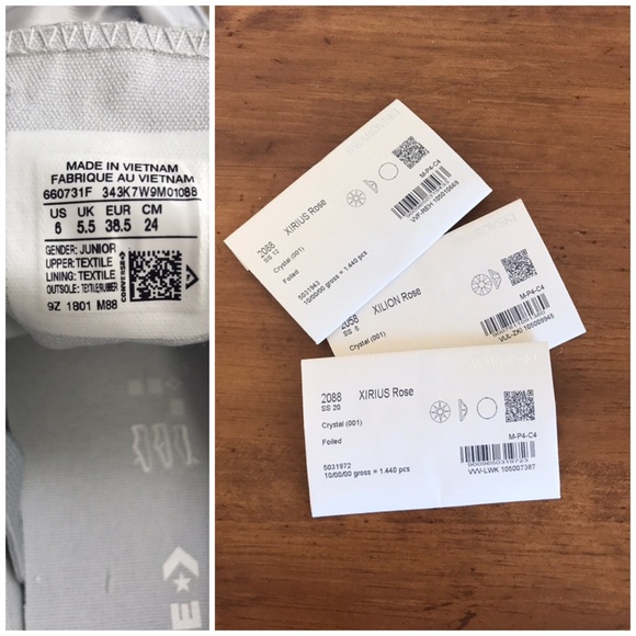 Conv&Swarovski Crystal CT OX Big Eyelet Pure Plat - Picture 8 of 8